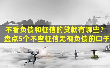 不看負債和征信的融資(負債融資征信看什么)? (http://m.tony-an.com/) 知識問答 第1張