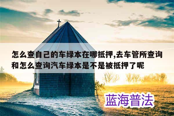 車貸綠本抵押在哪里(抵押貸車綠本怎么辦理)? (http://m.tony-an.com/) 知識問答 第1張